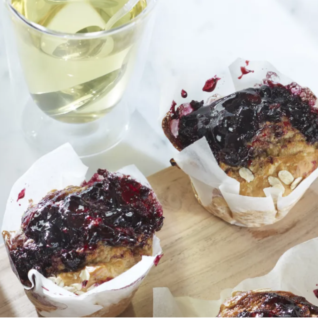 Blauwe bessen havermoutmuffins