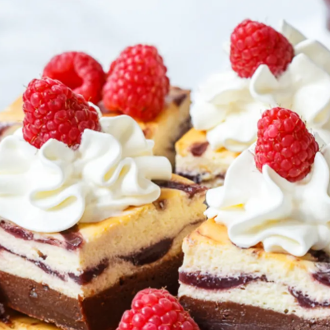Frambozenjam cheesecake brownies