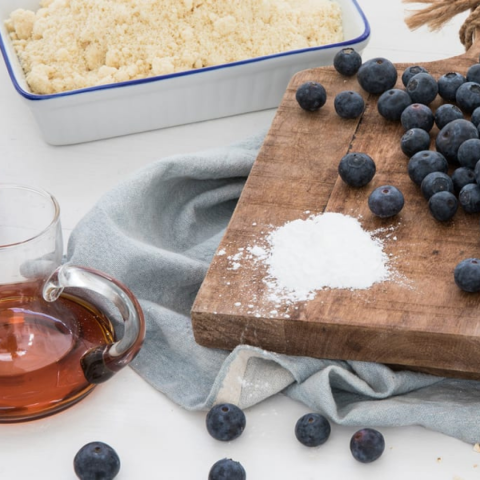 Bananenbrood met blauwe bessen jam
